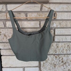 aerie Olive Crop Tank with Wide Straps